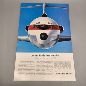 Boeing Jets Magazine Ad 1960s "Time Machine" Aviation Travel